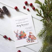 Cute watercolor santa pregnancy announcement
