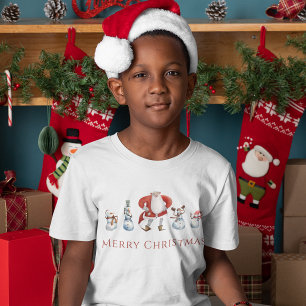Cute watercolor santa  & snowmen christmas  T-Shirt