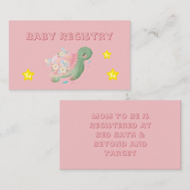 Cute Watercolor Sea Turtle Baby Registry Business Card (Front/Back)