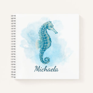 Cute Watercolor Seahorse Personalised Notebook