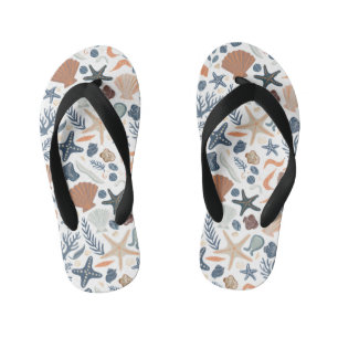 Cute Watercolor Seashell Coral  Kid's Jandals