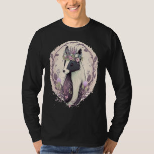 Cute Watercolor Skunk Pet Flower Crown Animal T-Shirt