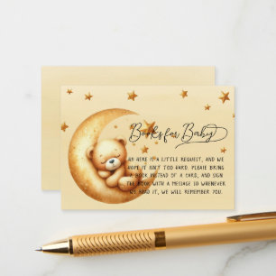 Cute Watercolor Sleeping Bear On Moon Baby Shower Enclosure Card