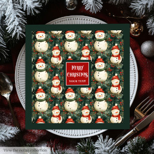 Cute watercolor snowman Christmas custom napkins