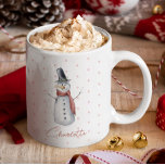 Cute Watercolor Snowman in Snow Personalised Name Mug<br><div class="desc">Stand out this holiday season with a charming personalised gift! Our delightful template features an adorable watercolor snowman and your name in elegant script typography. Simply click "Personalise this template" to add your own name and greeting. Need assistance? Feel free to contact me at ybnormalone@gmail.com. For matching return address labels,...</div>