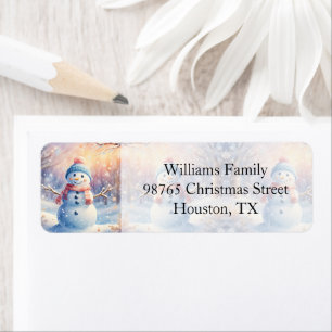 Cute Watercolor Snowman in Winter Wonderland