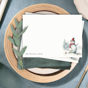 Cute Watercolor Snowman Let It Snow Christmas Card