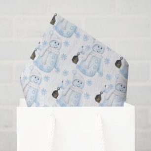Cute Watercolor Snowman Pattern Tissue Paper