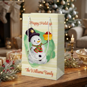 Cute Watercolor Snowman Small Gift Bag