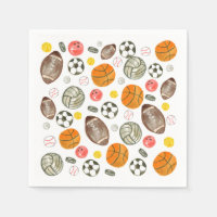 Cute Watercolor Sports Ball Kids Children Birthday