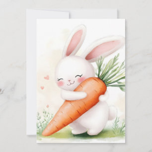 Cute Watercolor Spring Bunny Carrot Announcement