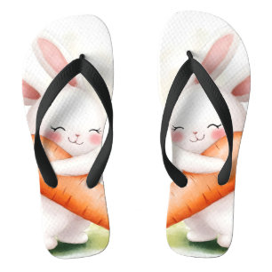 Cute Watercolor Spring Bunny Carrot Jandals
