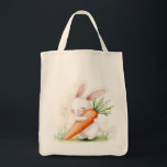 Cute Watercolor Spring Bunny Carrot Tote Bag<br><div class="desc">A happy little bunny hugging a big carrot with pure joy.</div>