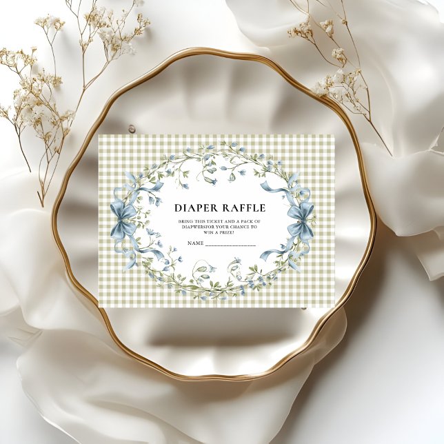 Cute Watercolor Squirrel Gingham Diaper Raffle  Enclosure Card (Creator Uploaded)