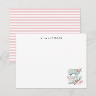 Cute watercolor Stand Mixer Flat Thank You Card