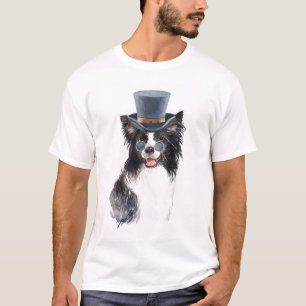 Cute Watercolor Steampunk Border Collie T-Shirt