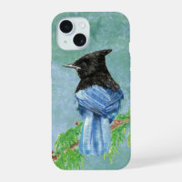 Cute Watercolor Stellar Jay Bird Wildlife Art