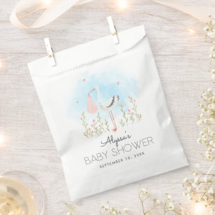 Cute Watercolor Stork Baby Shower Favour Bags