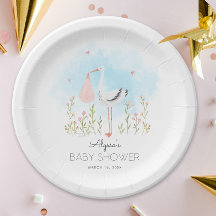 Cute Watercolor Stork Baby Shower