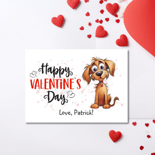 Cute Watercolor Storybook Puppy Happy Valentines  Holiday Card