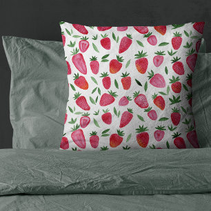 Cute watercolor strawberries pattern cushion