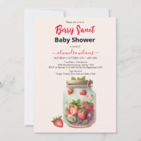Cute watercolor strawberry baby shower
