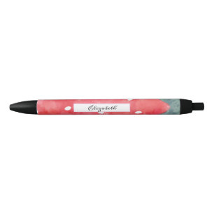 Cute Watercolor Strawberry Black Ink Pen