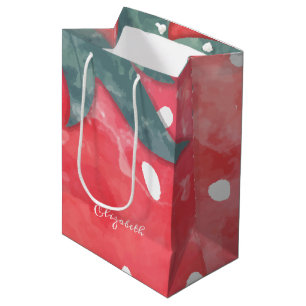 Cute Watercolor Strawberry Medium Gift Bag