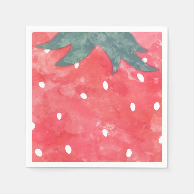 Cute Watercolor Strawberry  Napkin (Front)