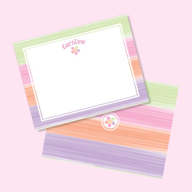 Cute Watercolor Stripes Flower Easter Spring Card (Creator Uploaded)
