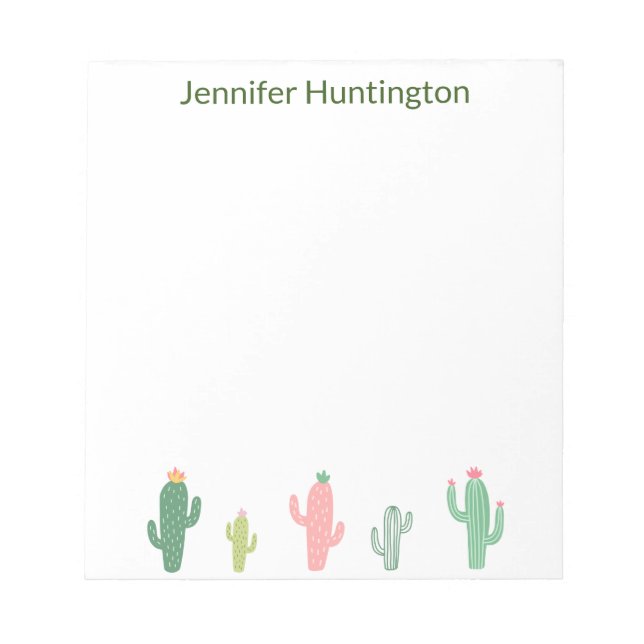 Cute Watercolor Succulent Cactus Personalised Notepad (Front)