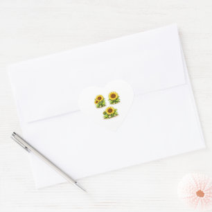 Cute Watercolor Sunflower Glossy White Stickers