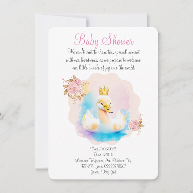 Cute watercolor swan save the date (Front)