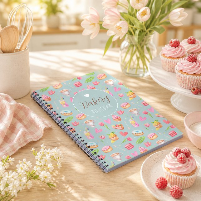Cute Watercolor Sweets Notebook (Lovely Bakery Recipe Book )