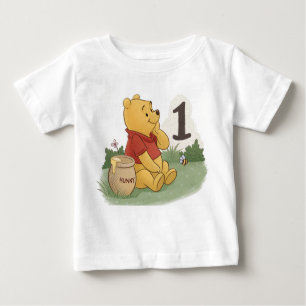 Cute Watercolor Teddy Bear First Birthday Baby T-Shirt
