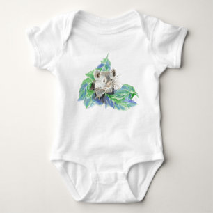 Cute Watercolor Teddy Bear Hamster Pet Animal Art Baby Bodysuit