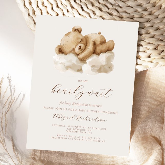 Cute Watercolor Teddy Bear Neutral Baby Shower Postcard (Creator Uploaded)