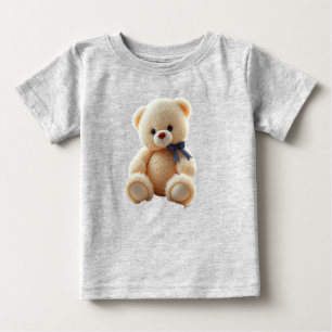 Cute Watercolor Teddy Bear with Blue Bow Toddler T Baby T-Shirt