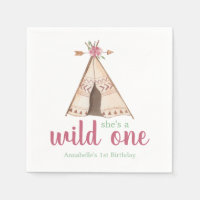 Cute Watercolor Teepee Wild One 1st Birthday
