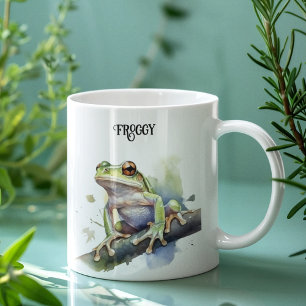 Cute Watercolor Tree Frog, custom Coffee Mug