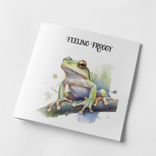 Cute Watercolor Tree Frog, custom Holiday Card