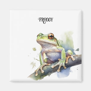 Cute Watercolor Tree Frog, custom Magnet