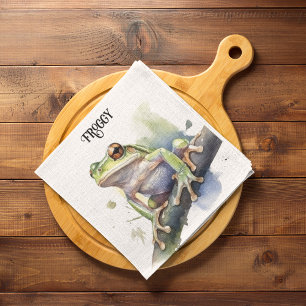 Cute Watercolor Tree Frog, custom Napkin
