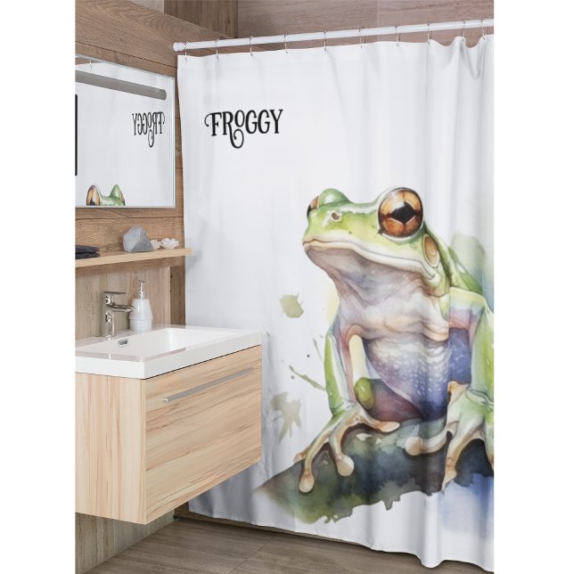 Cute Watercolor Tree Frog, custom Shower Curtain (Creator Uploaded)