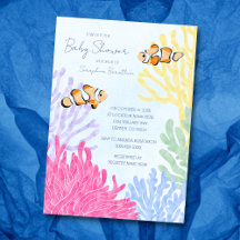 Cute Watercolor Tropical Clown Fish Baby Shower 