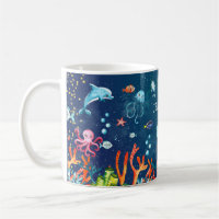 Cute Watercolor Under the Sea Ocean Custom Blue