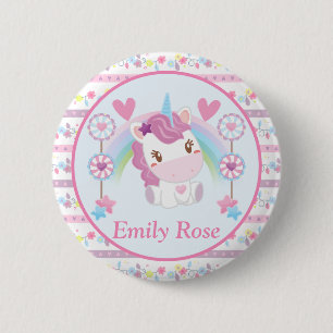 Cute Watercolor Unicorn and Rainbow 6 Cm Round Badge