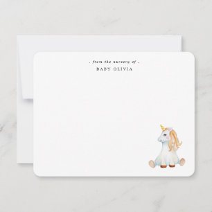 Cute watercolor Unicorn Baby girl Card