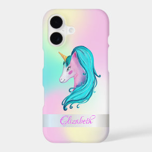 Cute Watercolor Unicorn Holographic Ombre