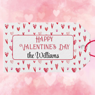 Cute Watercolor Valentine's Day Hearts Gift Tags